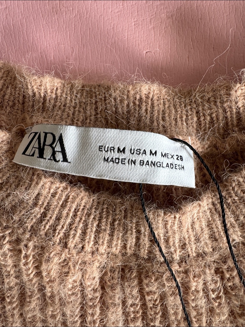 Zara Dusty Pink Ruffle-Trim Ribbed Knit Sweater - Picture 3 of 6